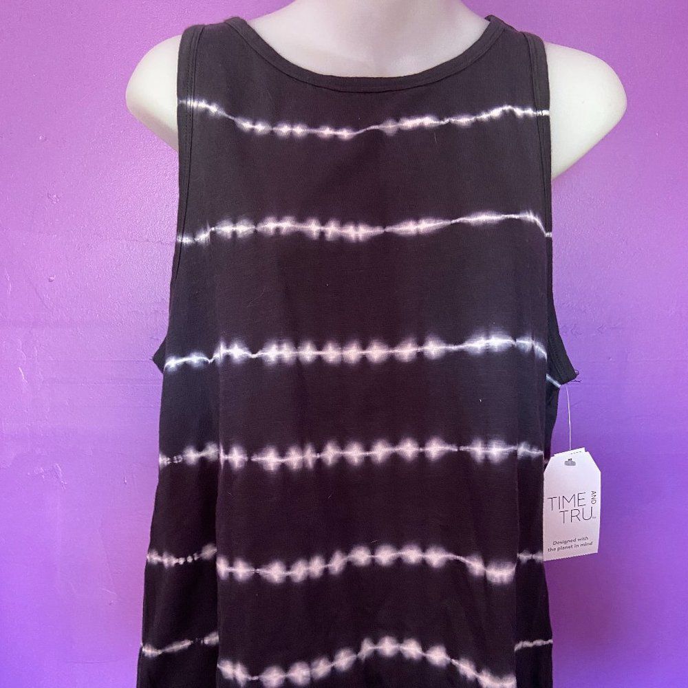 Time and Tru Women’s Black Tie-Dye Tank Top Sleeveless Casual Shirt